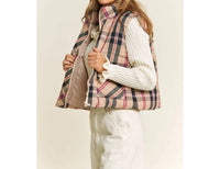 Sweet Generis - Women's Plaid Crop Puffer Vest