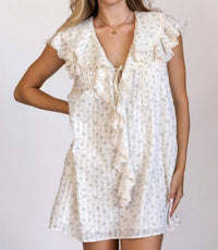 STORIA Margot Ditsy Floral Mini Dress in ivory blue - women's dress - view 5