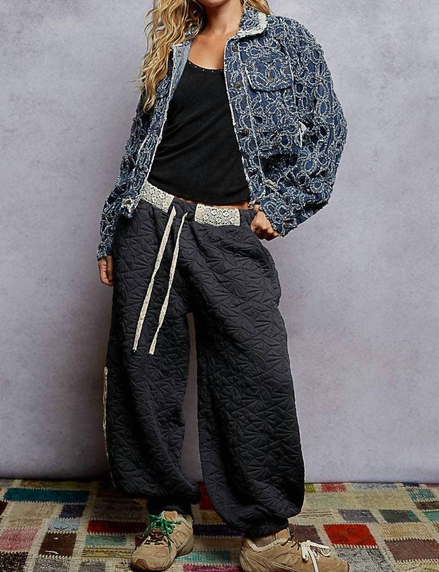 Pol - Long Sleeved Textured Woven Denim Jacket