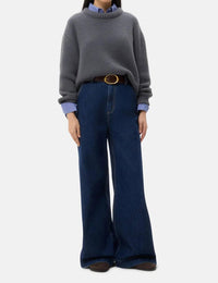 TWP Waffle Thermal Flat Sweater in charcoal - women's sweater - alternate view