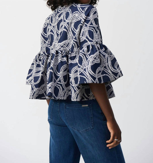 Joseph Ribkoff - Abstract Jacquard Trapeze Jacket