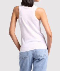 Minnie Rose Jewel Neck Tank Top in white - women's tank top - view 4