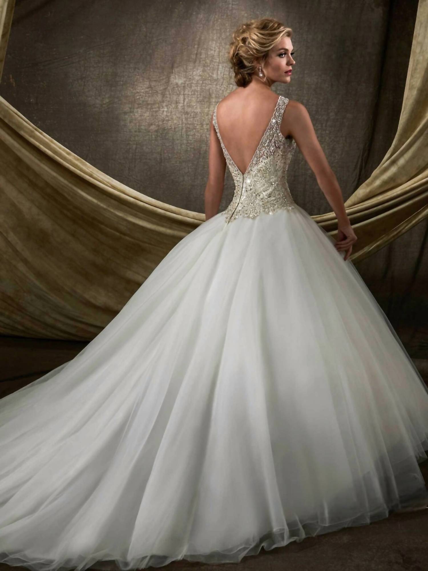 Mary'S Bridal - Crystal Beaded Tulle Dress