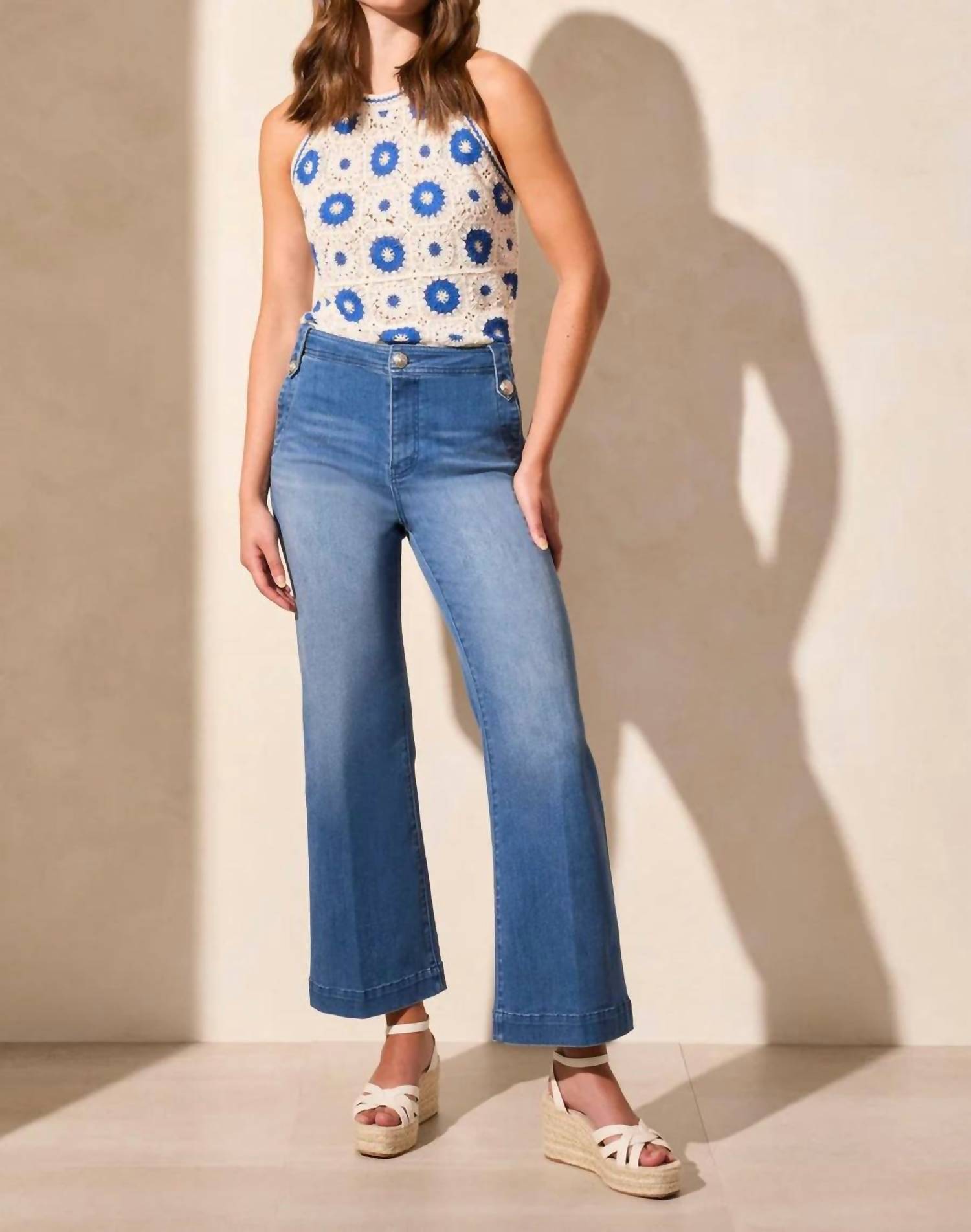TRIBAL Brooke Palazzo Marine Jeans in calypso blue 1 - women's jeans