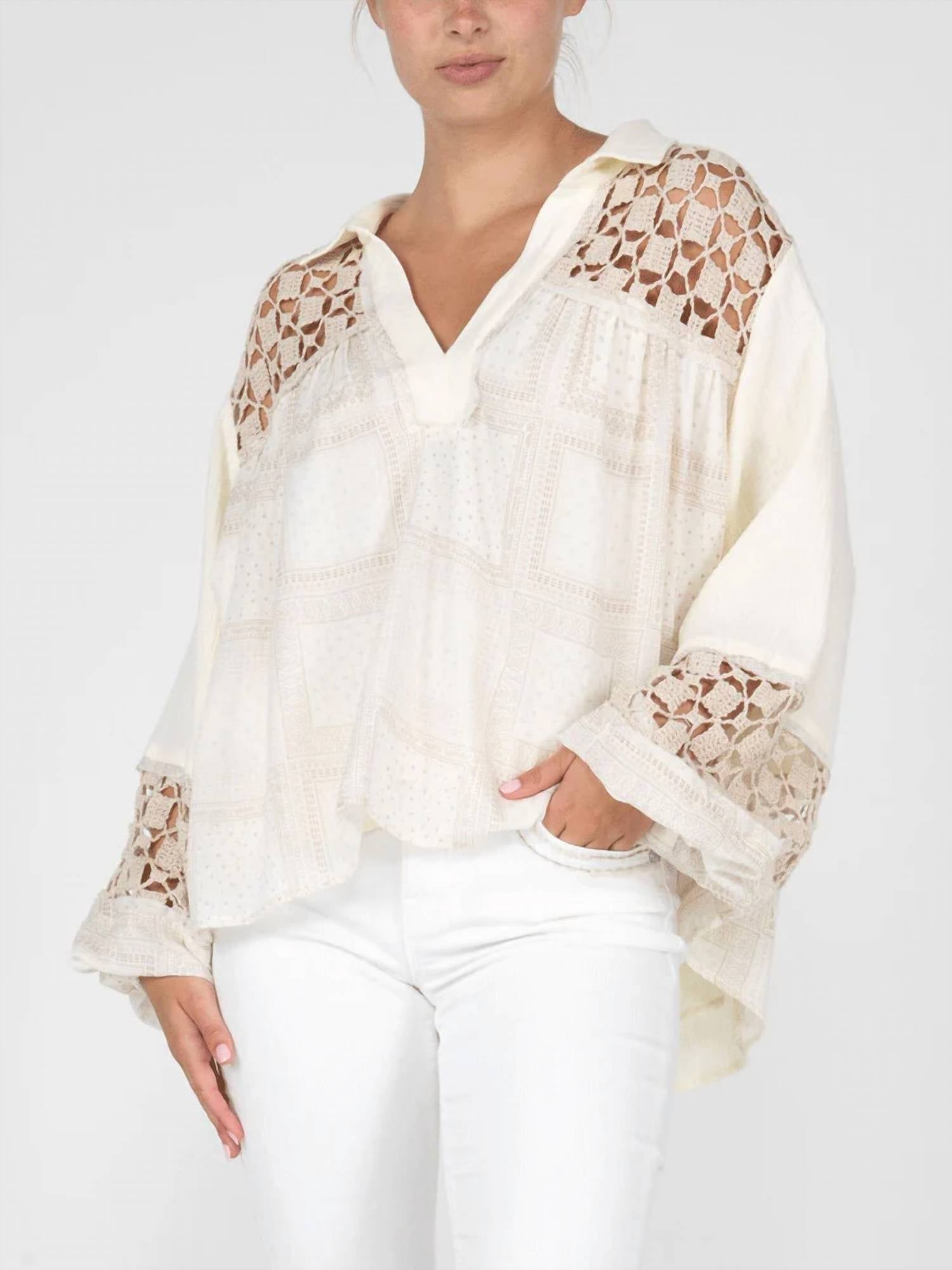 Miss Me - Button Up Printed Blouse