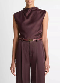 Vince - Satin Draped Cowl-neck Top