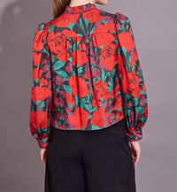 Alden Adair Oliver Long Sleeve Top in legacy floral - women's blouse - detail view