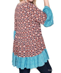 Kori - Floral Bell Sleeve Peasant Top