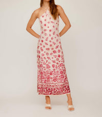 Fifteen Twenty Jaylen Twill Midi Dress in watercolor border print - women's dress