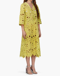 America & Beyond - Fall For Neon Floral Lace Midi Cover Up Dress