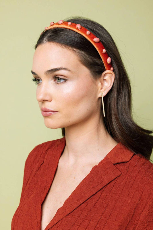 Hello Edie - Velvet Ultra Slim Embellished Headband