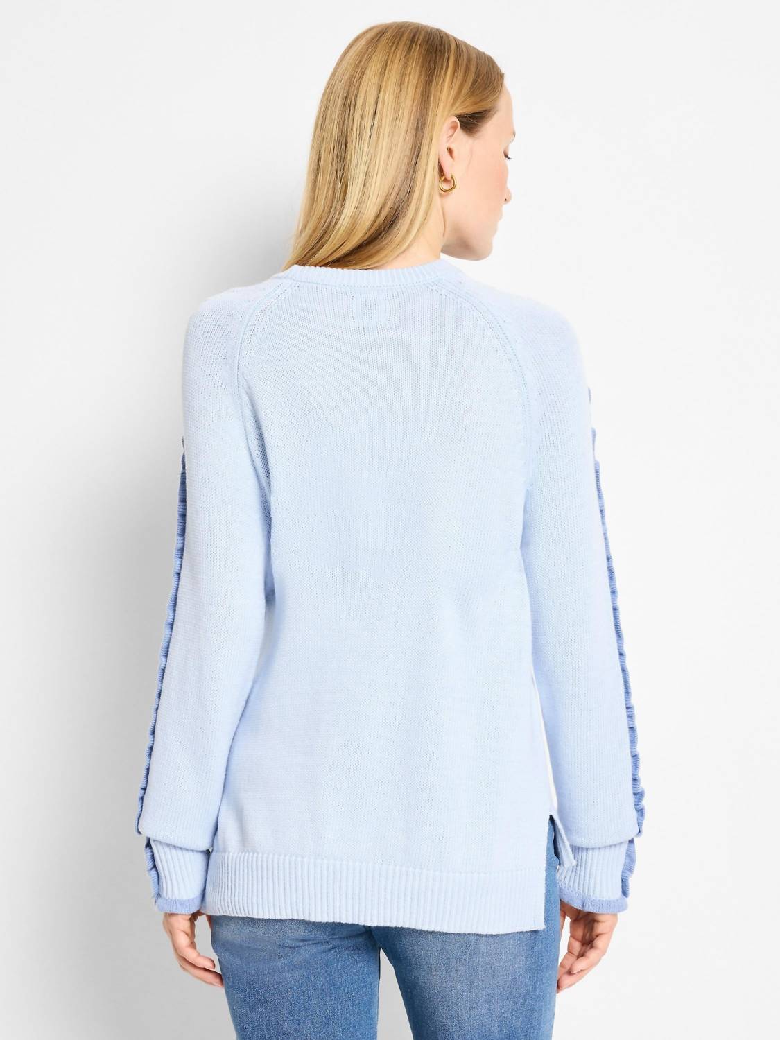 Nic + Zoe Renee Ruffled Down Sweater in powdered blue - women's sweater - view 4