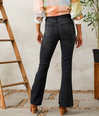 HIDDEN Ryan Hi-rise Outside Slit Bootcut Jeans in charcoal - women's jeans - detail view