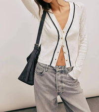 Free People Women’s Tipton Cardigan in ivory combo - women's cardigan