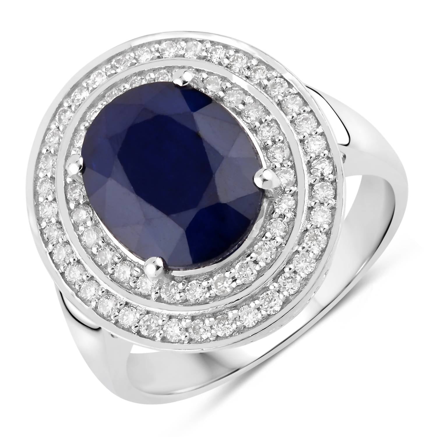 Diana M Jewels Women's Oval Natural Sapphire Fashion Ring (4.82 Ct) - Statement in 14k white gold - women's jewelry