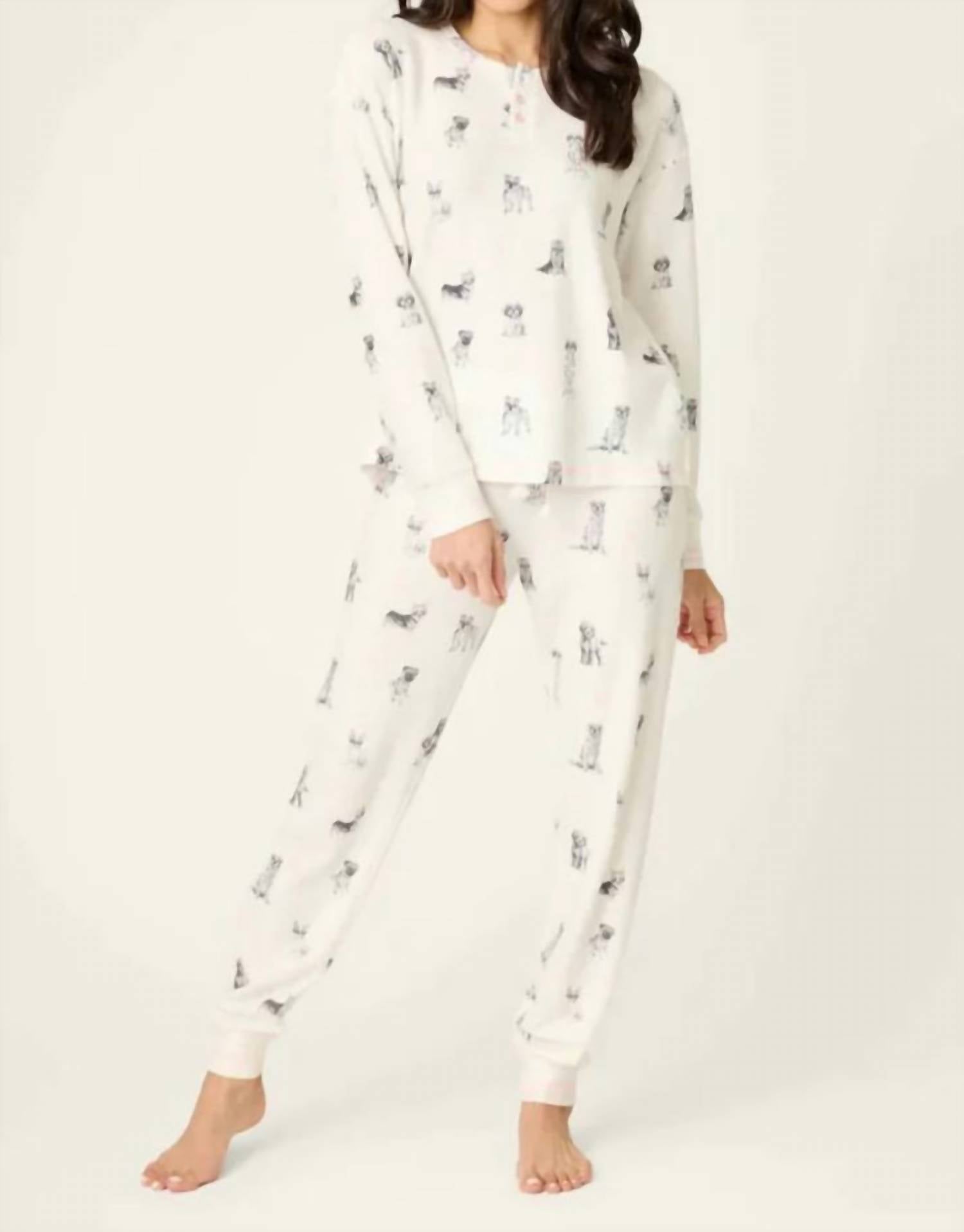 PJ Salvage My Dog Is My Valentine Pj Set in white - women's sleepwear