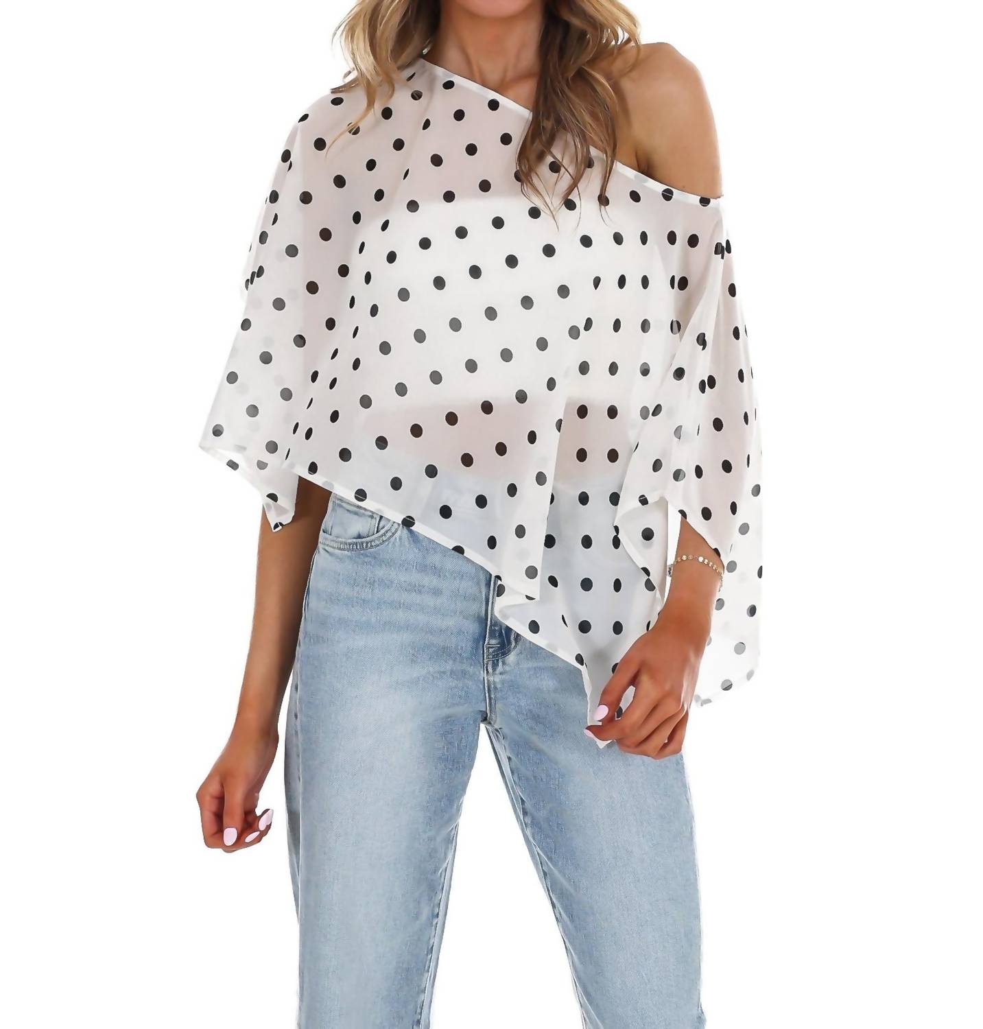 Le Lis - Better Me For You Polka Dot Poncho Top