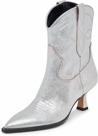 Dolce Vita Women's Angel Metallic Leather Boot in silver - women's shoe - detail view