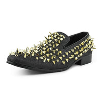 Bolano Men's Mesa Spiked Slip-on Smoking Driving Loafer in black gold - men's loafer