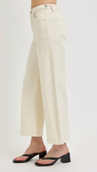 Risen - High Rise Tummy Control Crop Wide Adjustable Waistband Jeans