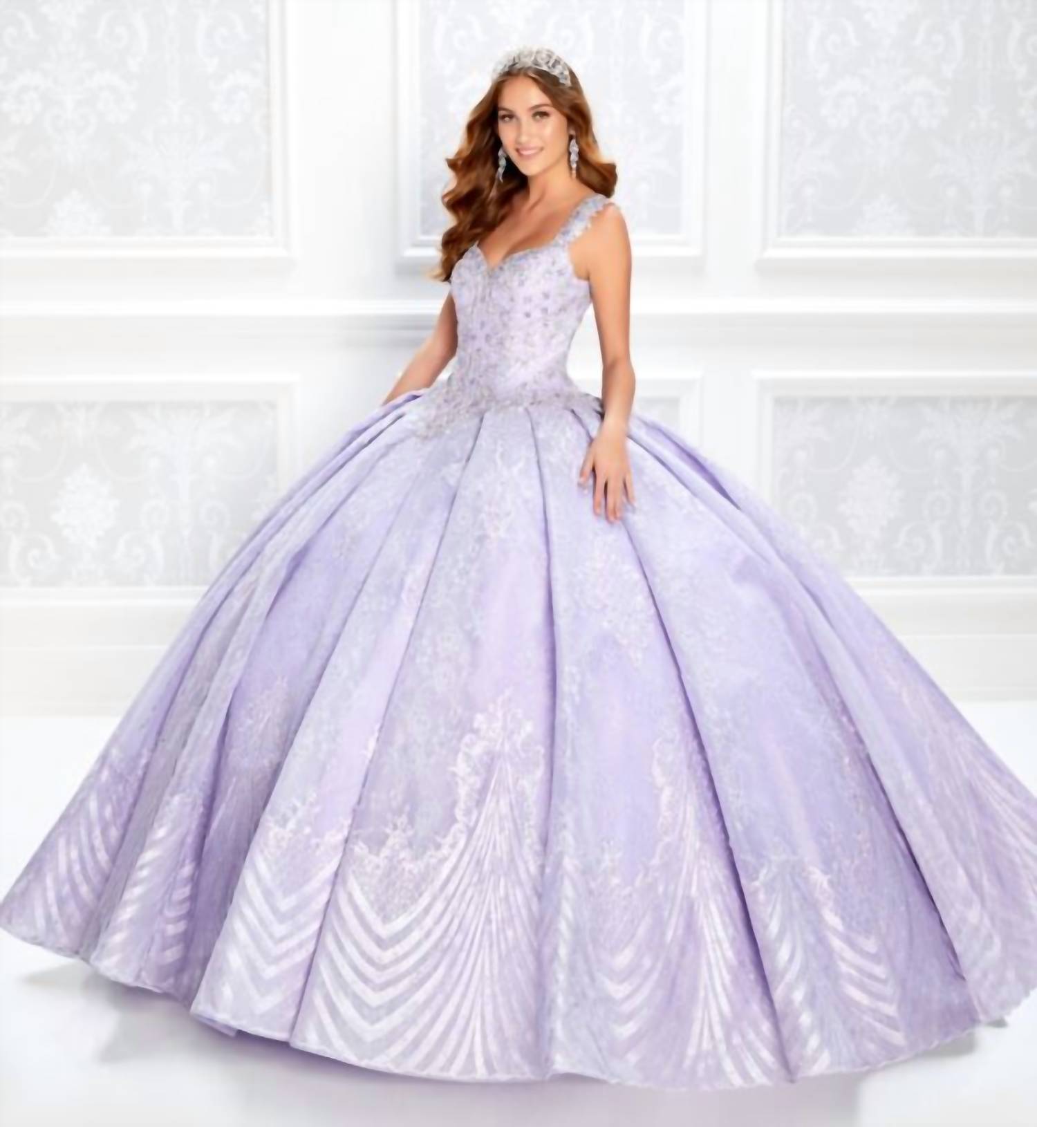 Princesa By Ariana Vara - Embroidered Lace Ball Gown