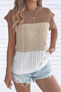 Fabienne Chapot - Color Block Knit Short Sleeve Pullover