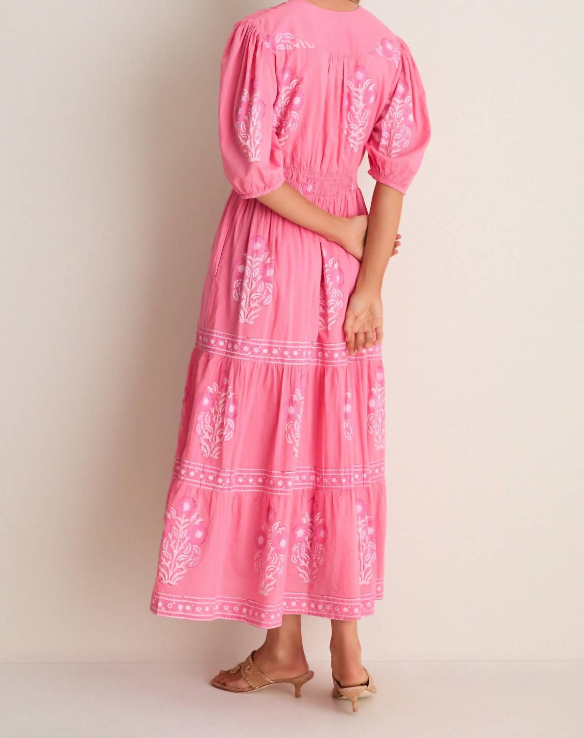 Oliphant - V-neck Puffed Sleeve Maxi Dress