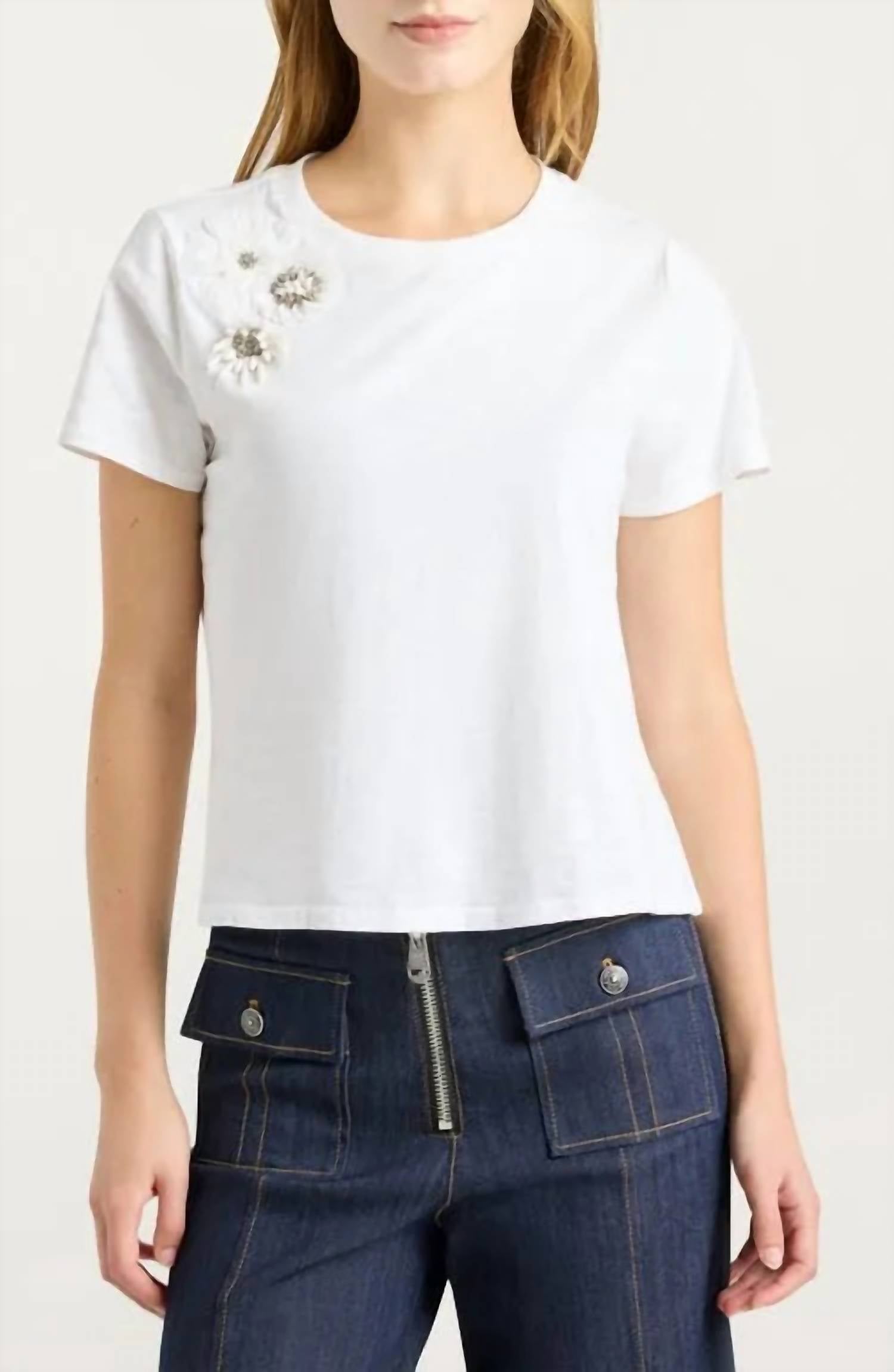 Cinq A Sept - CRUNCHY FLOWER SHRUNKEN TEE