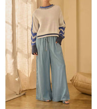 SKIES ARE BLUE Mixed Media Pullover in beige - women's sweater - view 5