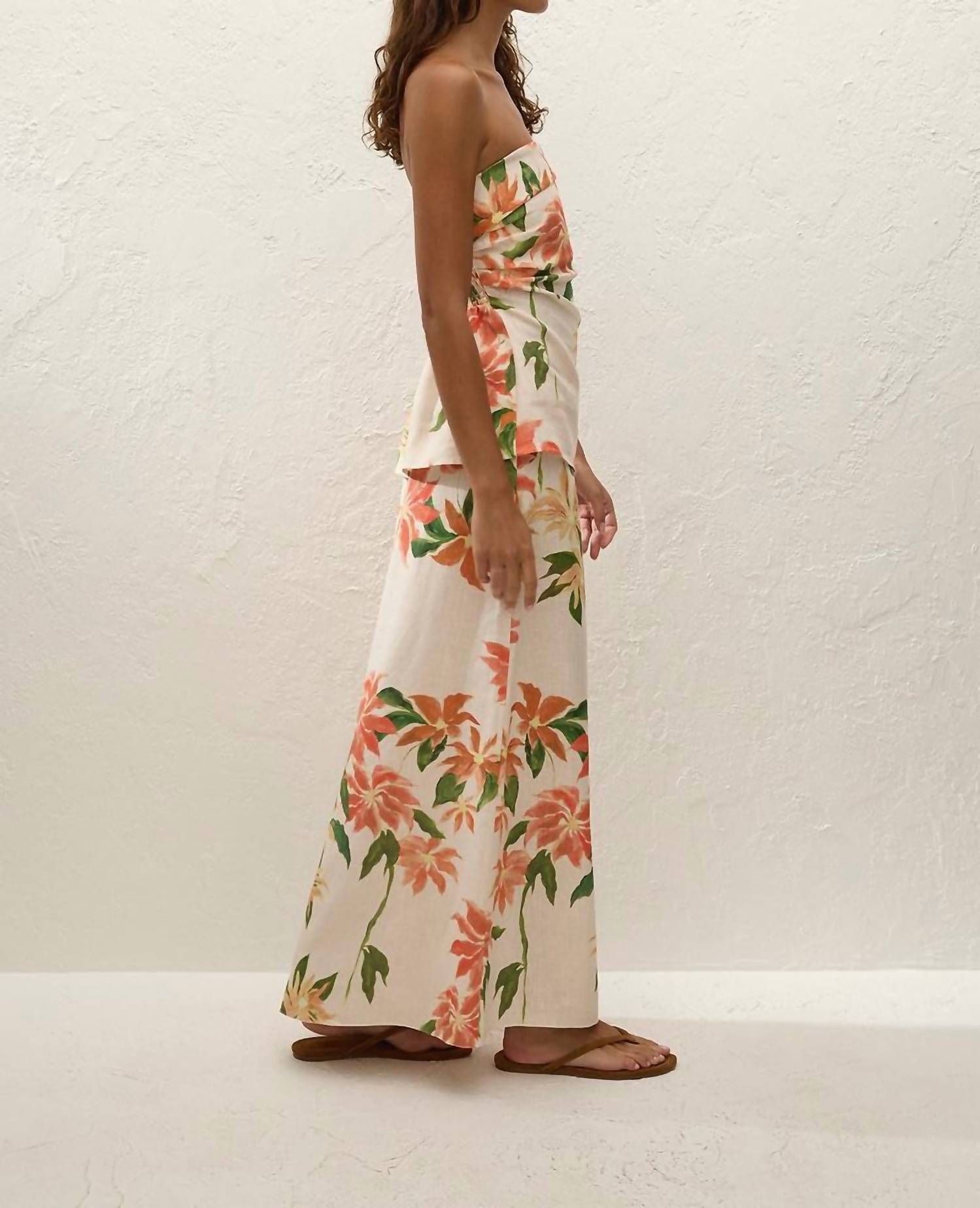 FAITHFULL THE BRAND Eleanore Strapless Top in jardines floral - women's blouse - detail view
