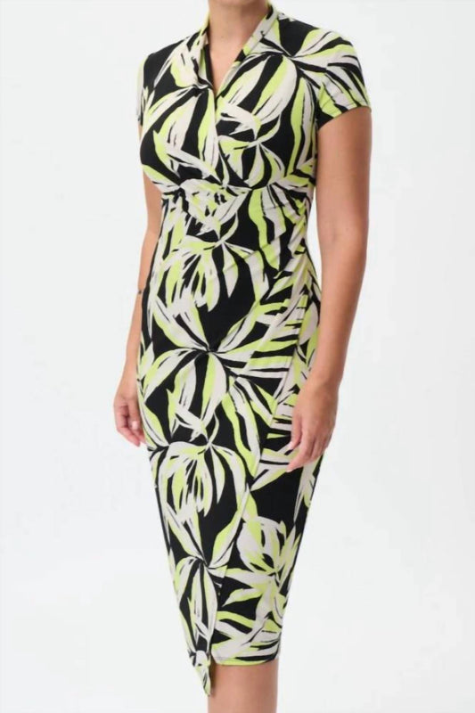 Joseph Ribkoff - Leaf print wrap style dress