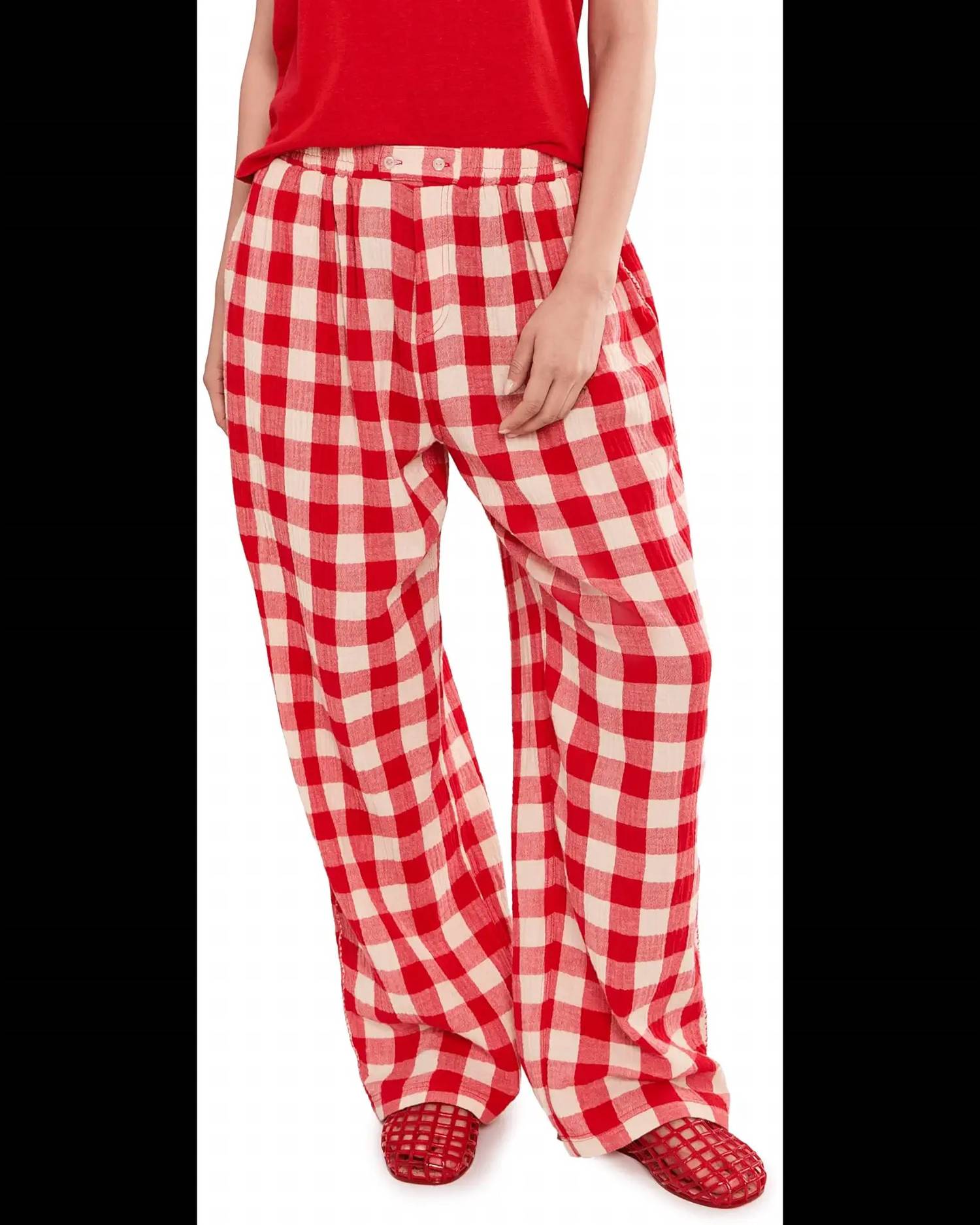 Free People Be Mine Pant in red - women's pants - detail view