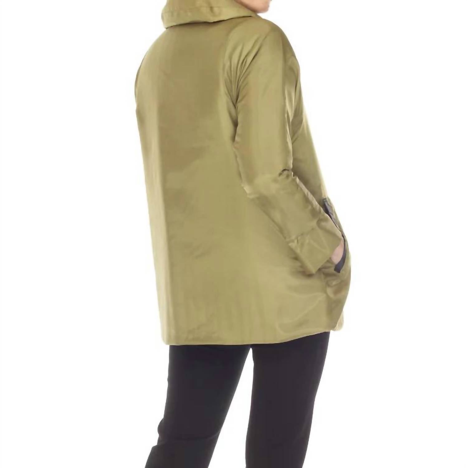 Terra Reversible Zip Up Hooded Coat in olive - women's jacket - view 4