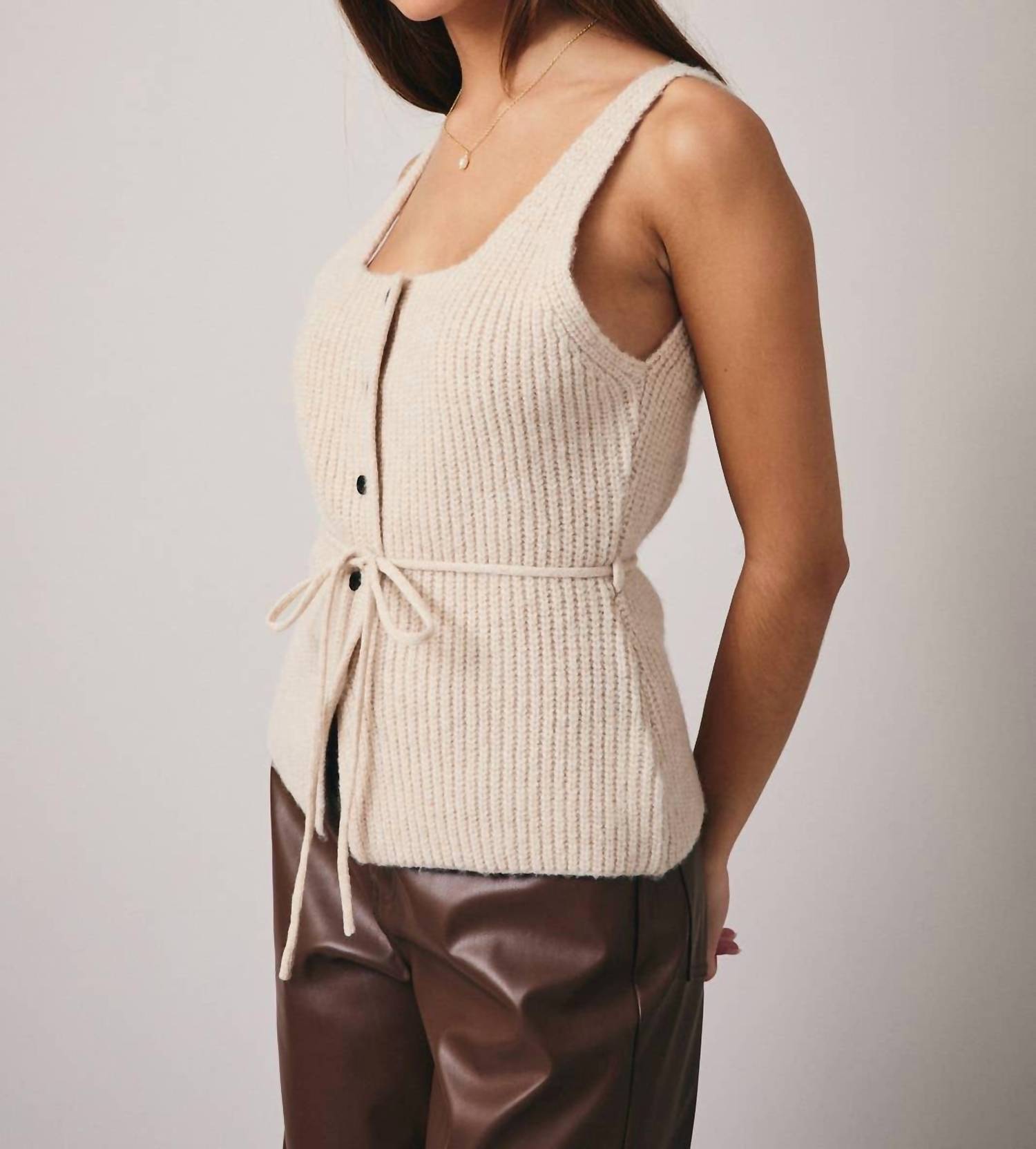 Sunday Edition - Women's Sleeveless Button Down Sweater