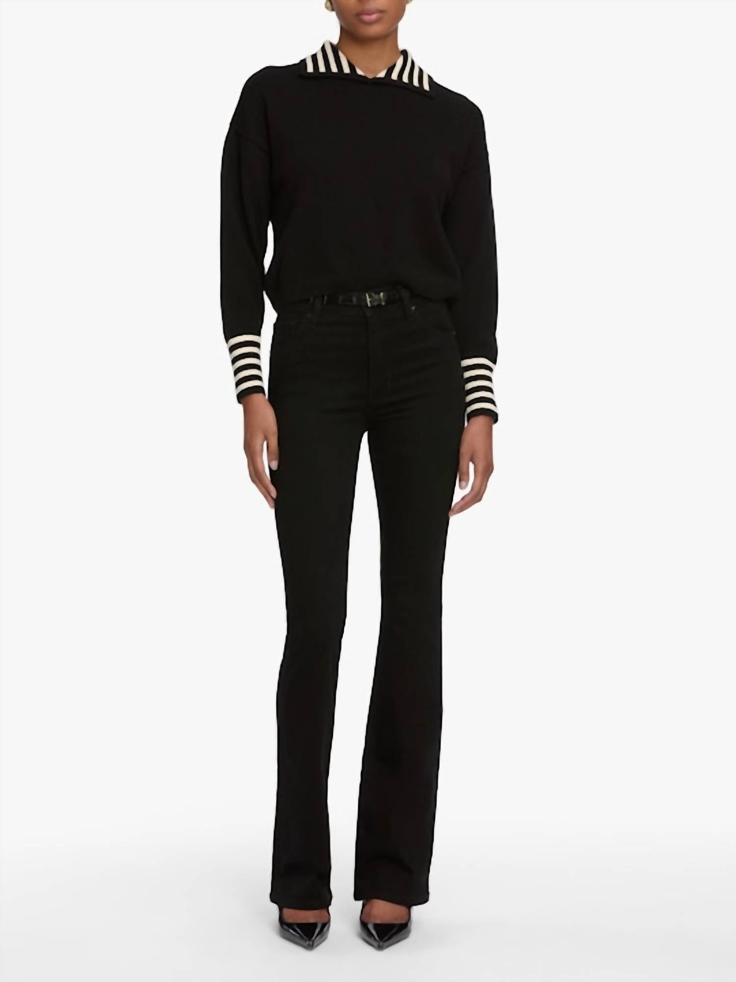FRAME The Sailor Pullover in black - women's sweater - alternate view