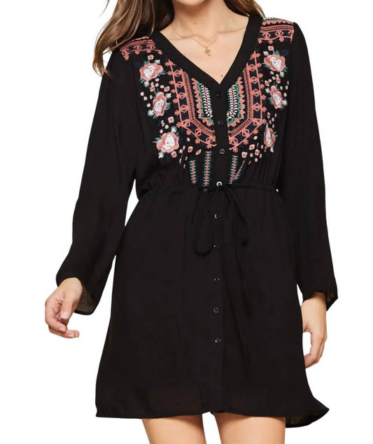 Andree By Unit - Embroidered Button Up Tunic Dress - PLUS