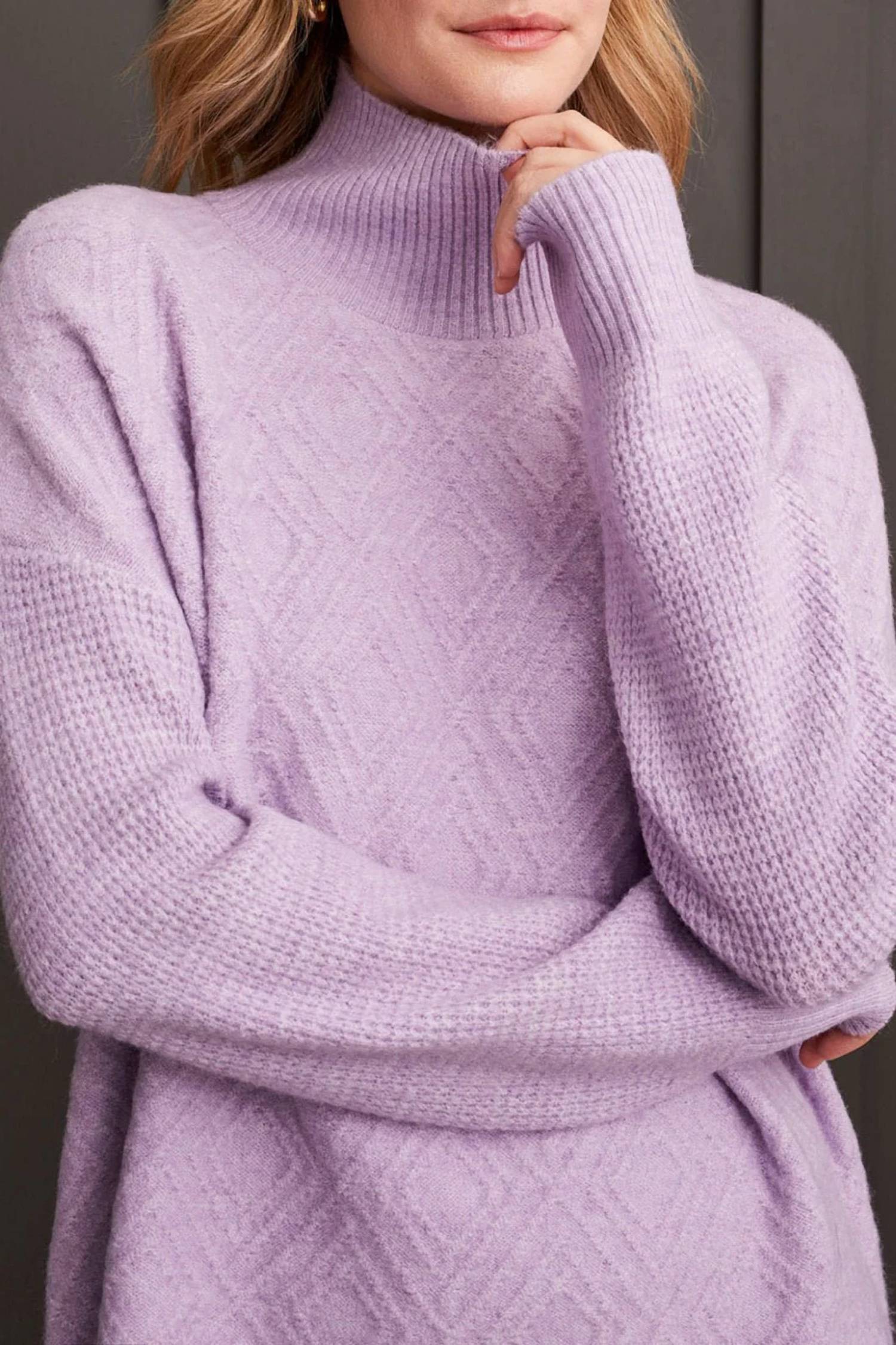 Tribal - Textured Mock Neck Sweater