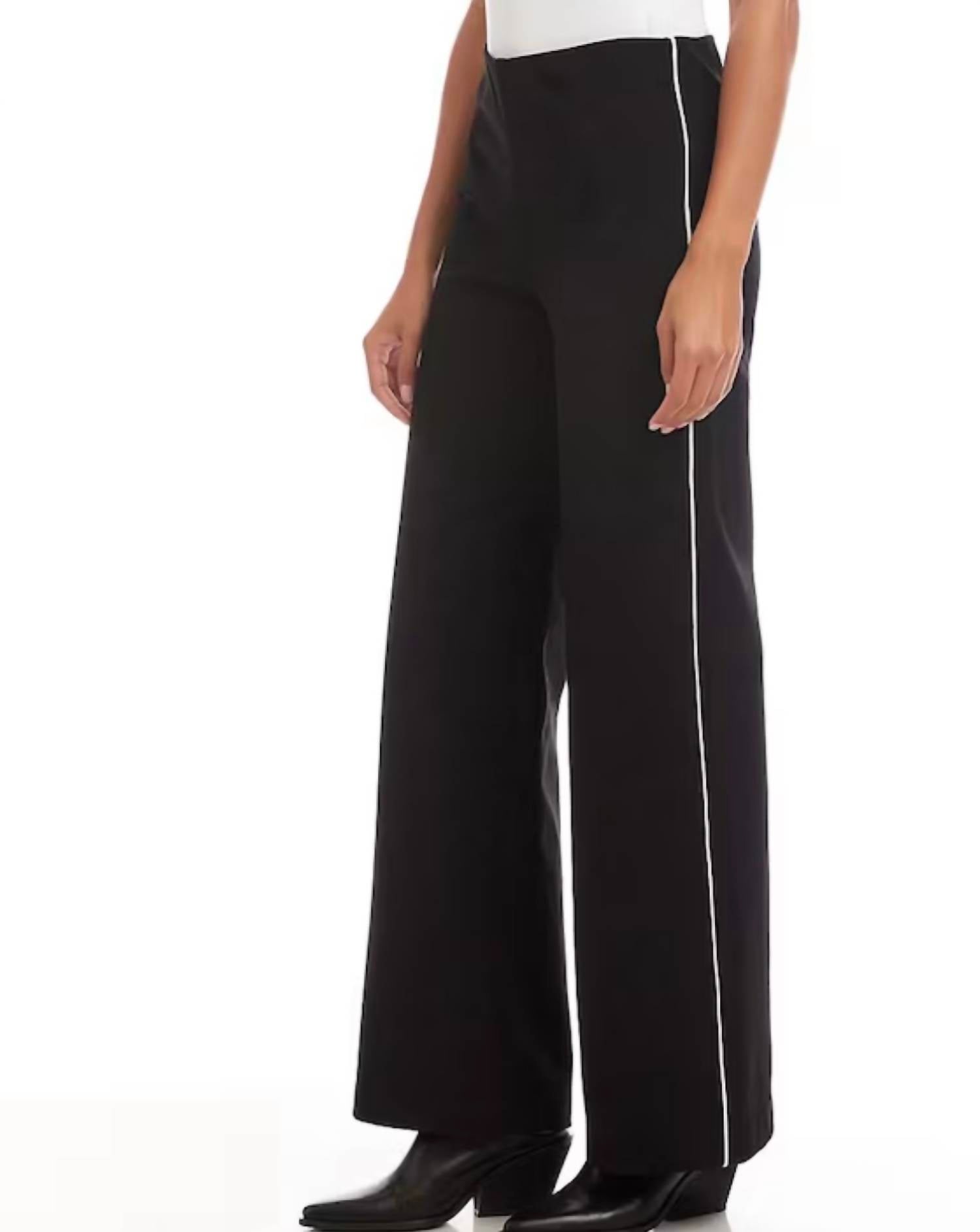 Karen Kane Contrast pant in black and cream - women's pants - detail view