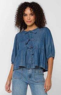 Velvet Heart - Lamont Puff Sleeve Bow Top