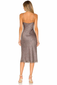 Gold Hawk Chloe Silk Printed Dress in taupe stained glass print - women's dress - detail view