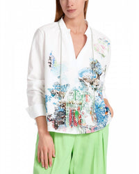 Marc Cain - V-neck Beaded Print Blouse