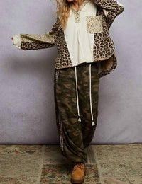 POL Printed Contrast Thermal Hooded Knit Top in cream - women's long sleeve top