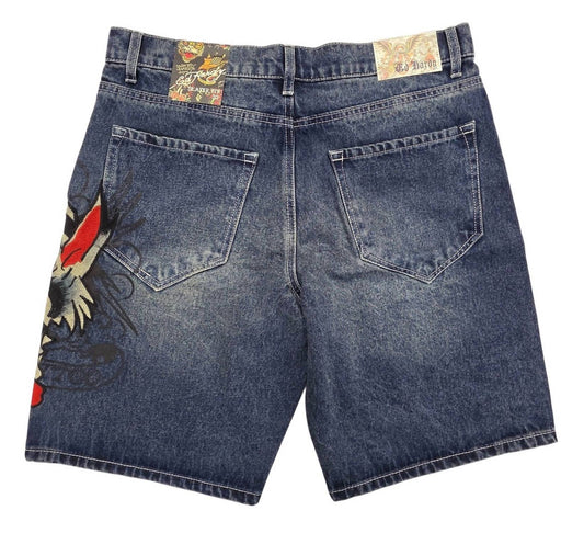 Ed Hardy - Men's Wolf Skater Denim Short