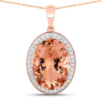 Diana M Jewels - Women's Oval Natural Peach Morganite Pendant Necklace (12.38 Ct) - Grand