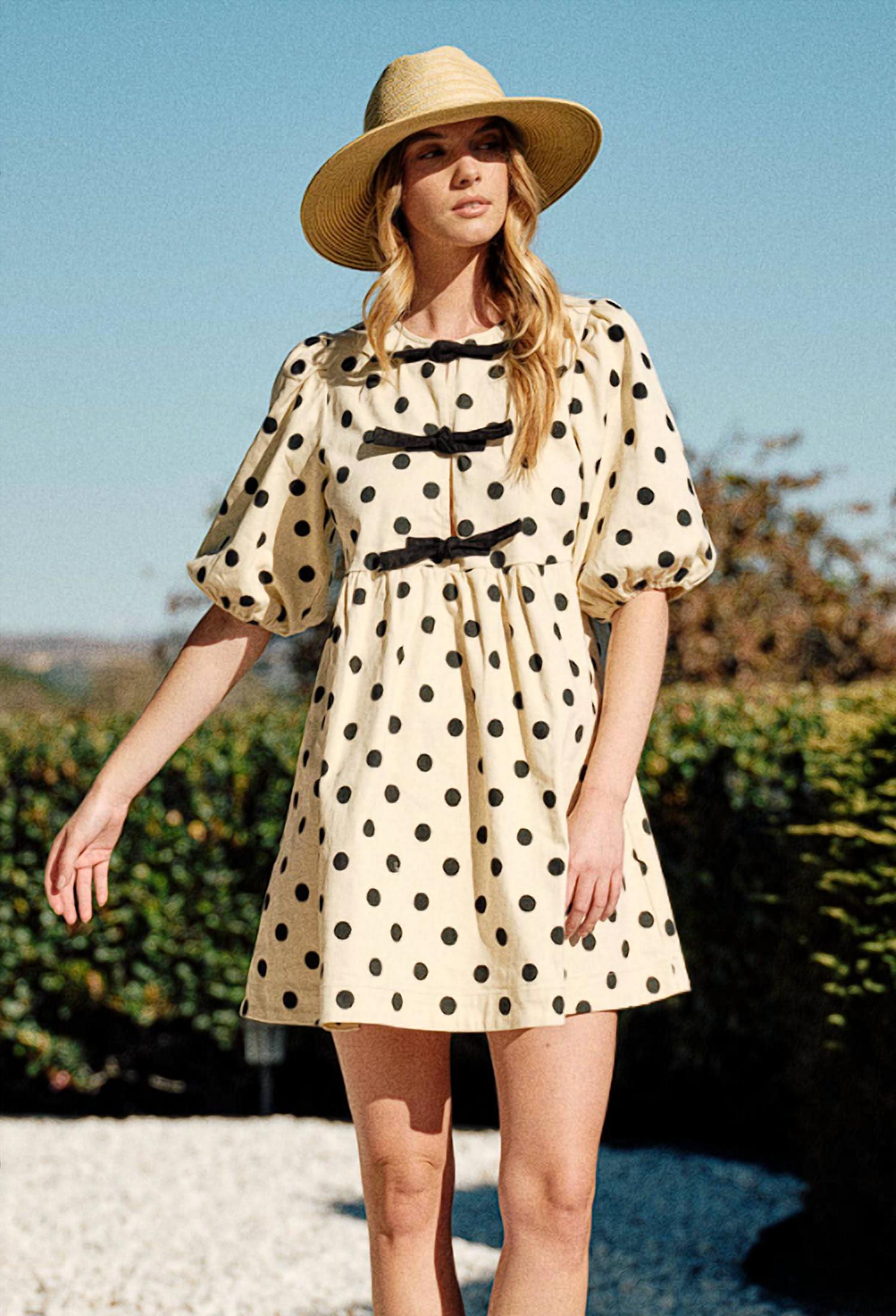 Aaron & Amber - Maddie Polkadot Babydoll Mini Dress