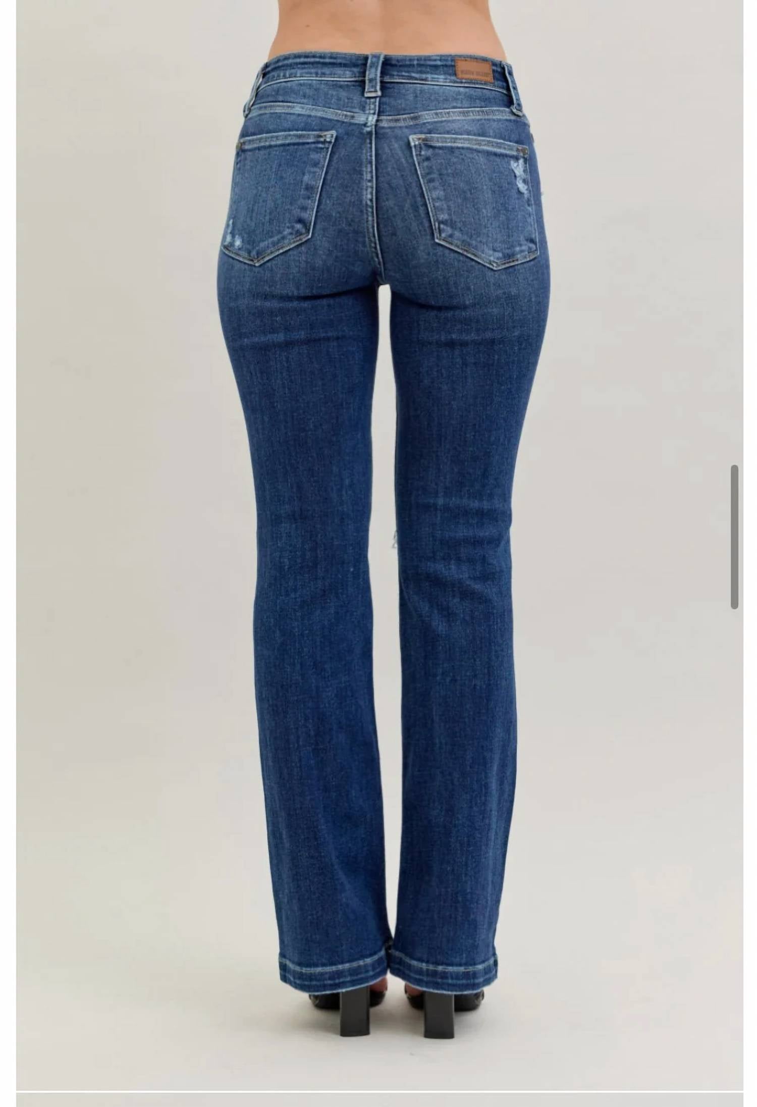 Judy Blue - Mid Rise Hand Sand And Destroy Bootcut Jeans