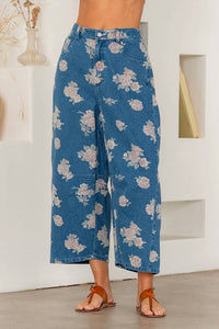 Sew In Love - Relaxed Fit Floral Denim Wide Leg Pants
