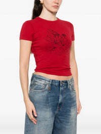 RE/DONE 90's Baby Mickey Mouse Crew Tee in rosso - women's t-shirt - detail view