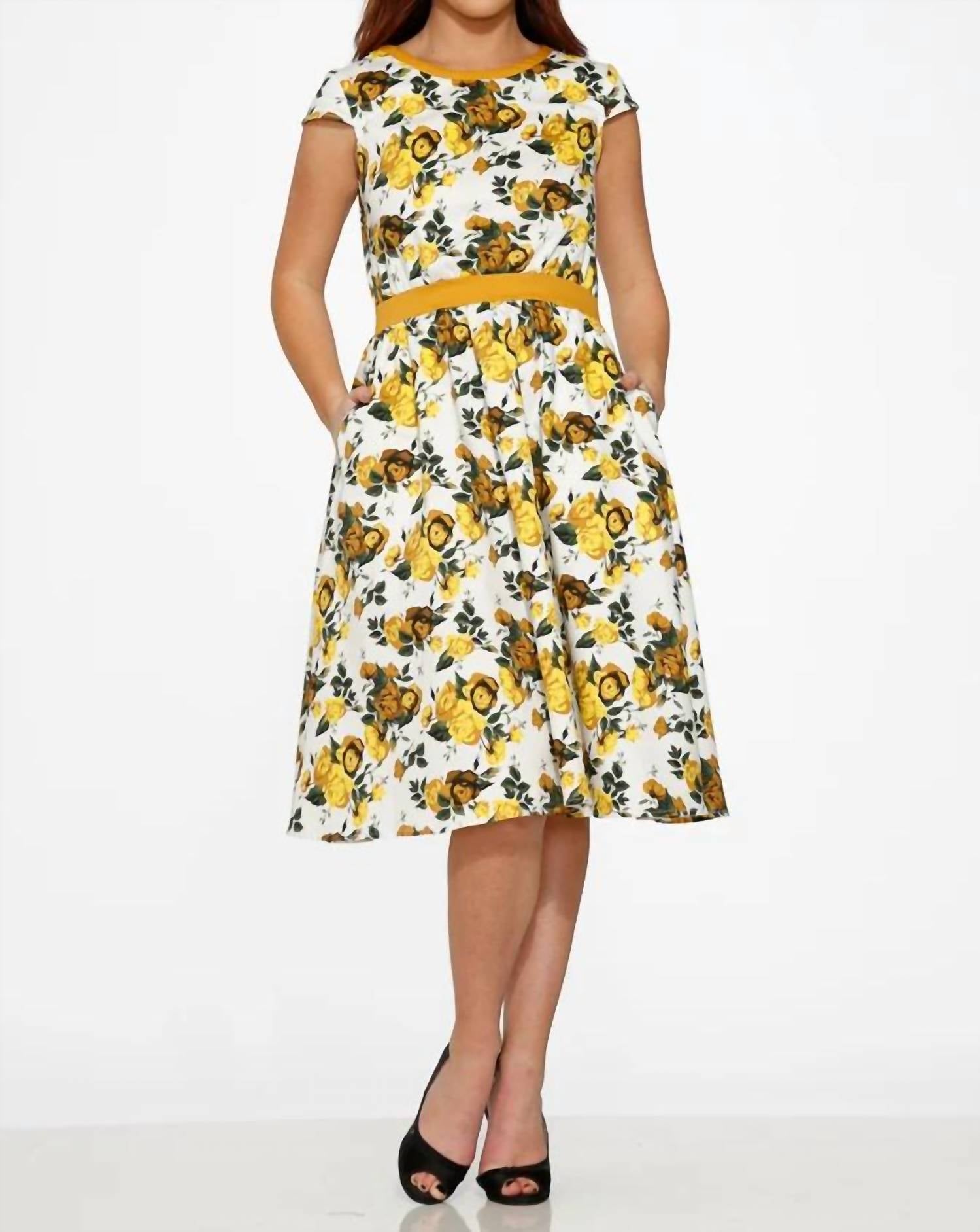Orchid Bloom - Cap Sleeves Midi Dress
