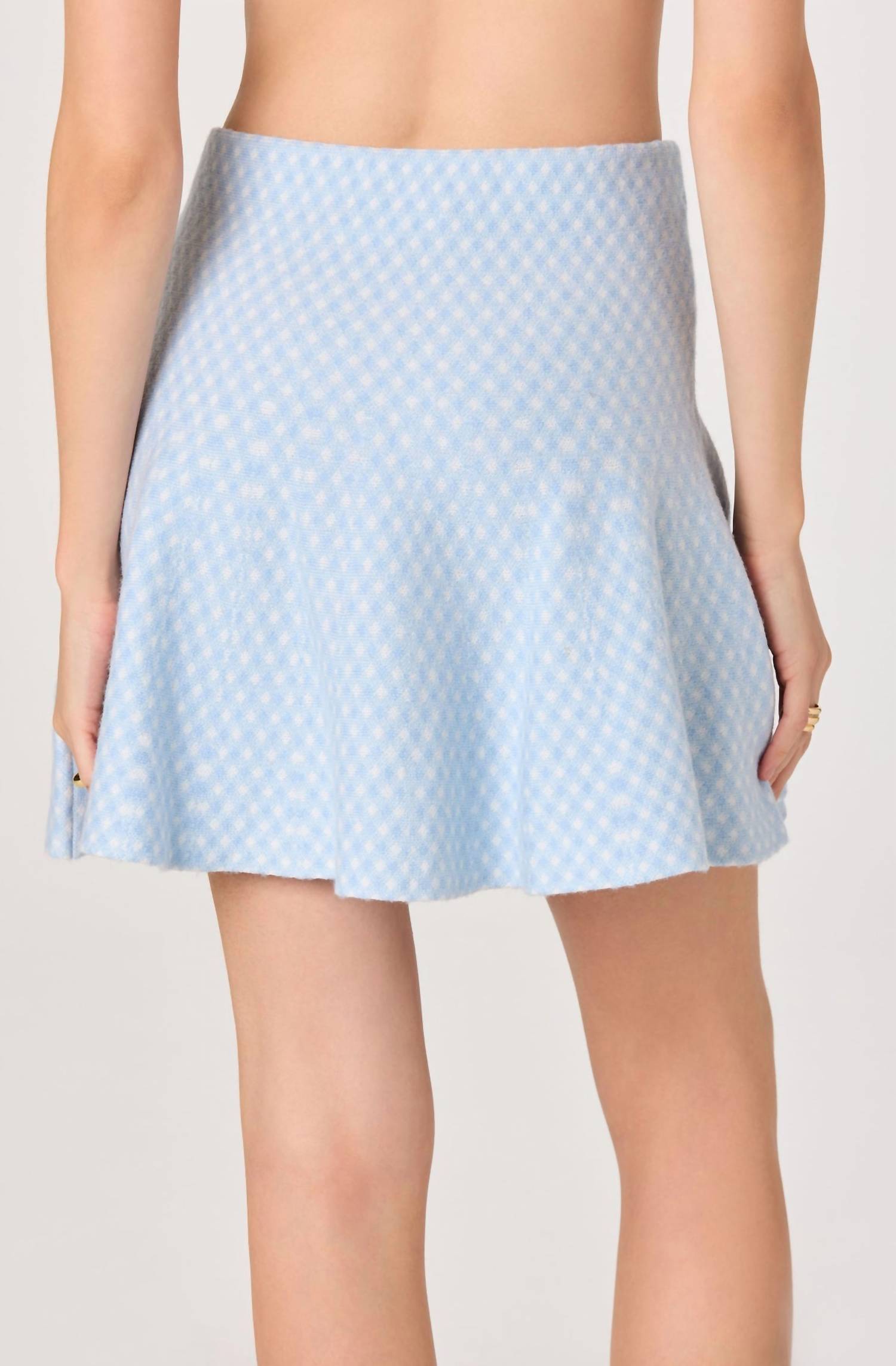 ASTR Malvie Sweater Skirt in lue plaid - women's skirt - alternate view